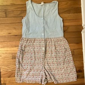 Vintage 90’s Express Chambray Floral Sleeveless Romper Size 1-2
